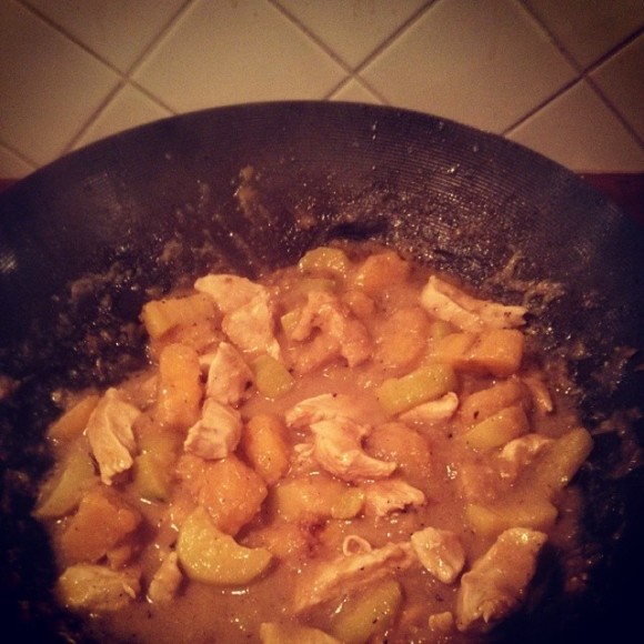 Poulet curry vert banane plantain