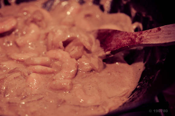 Crevettes au curry vert