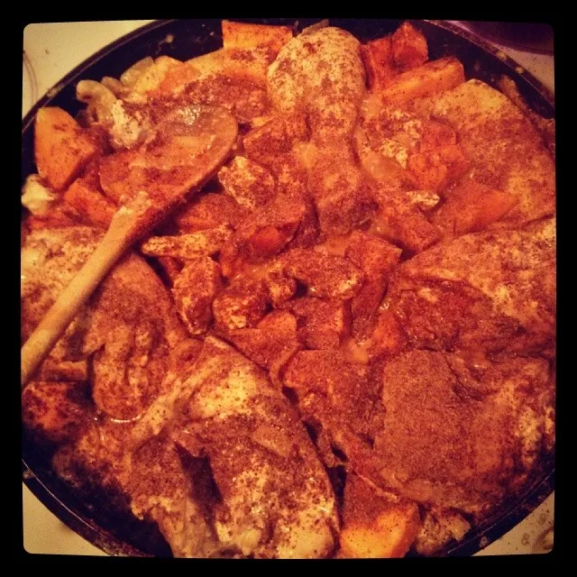 Poulet aux épices et potimarron