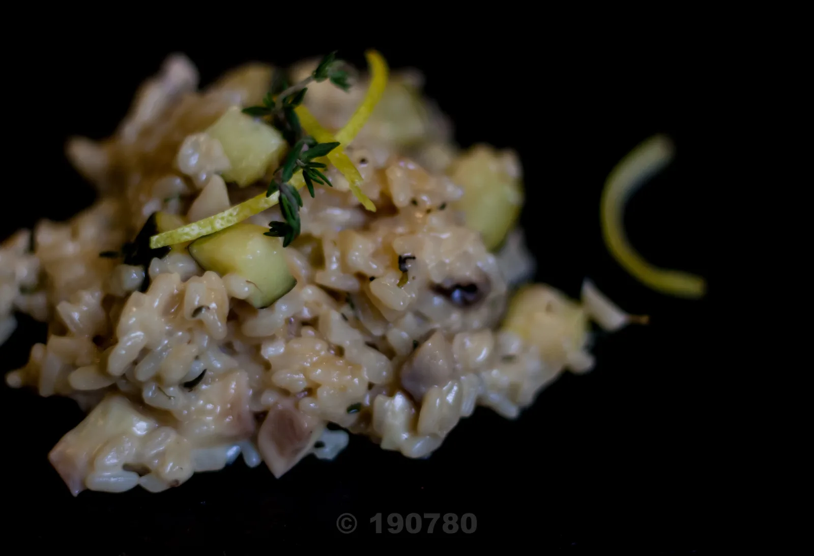 risotto citroné aux champignons et courgette
