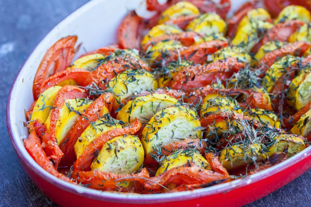 tian de tomates et courgettes jaunes
